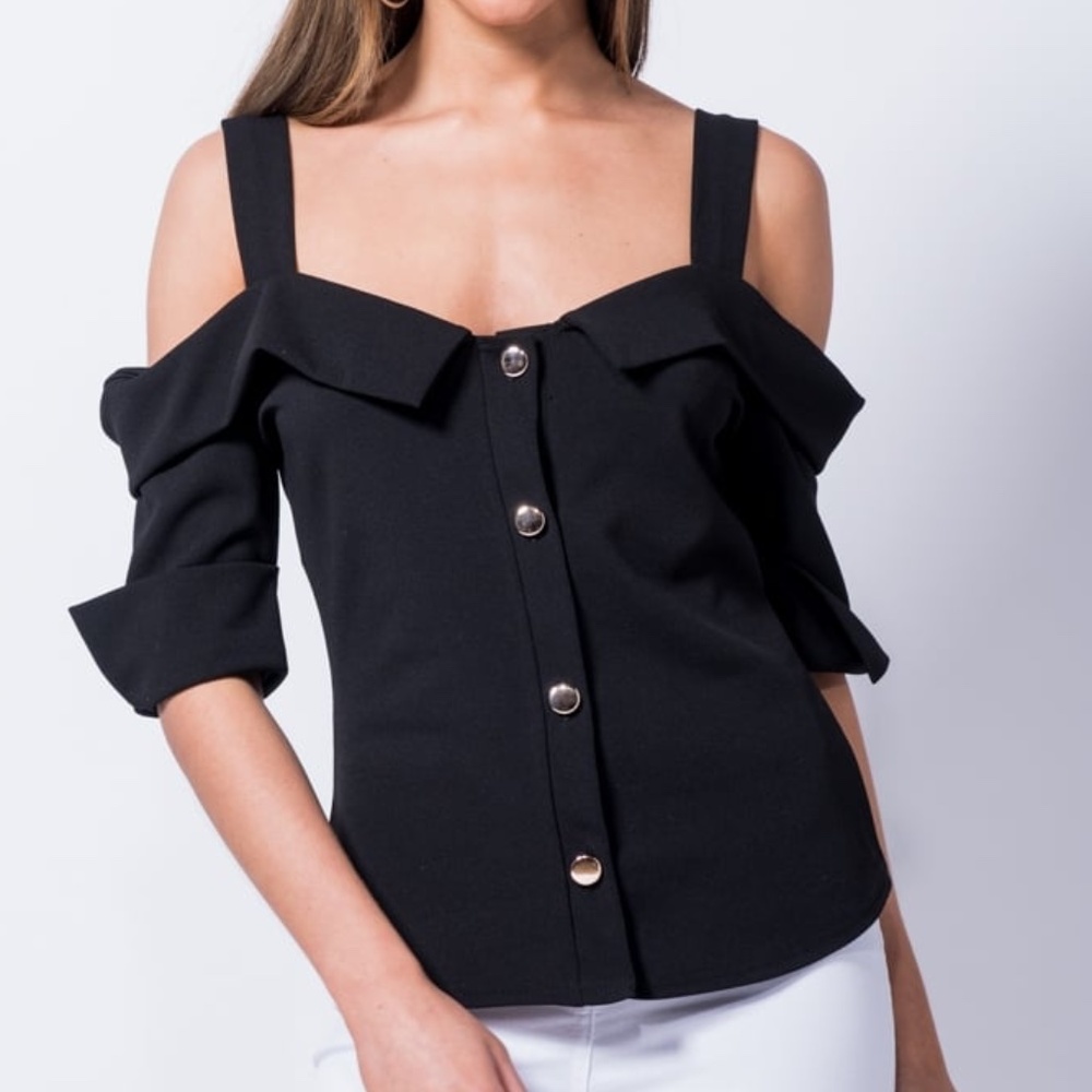Cold Shoulder 3/4 Sleeve Length Top